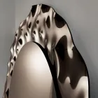 Espelho redondo com moldura de vidro ondulado, fabricado na Itália - Adelma Viadurini