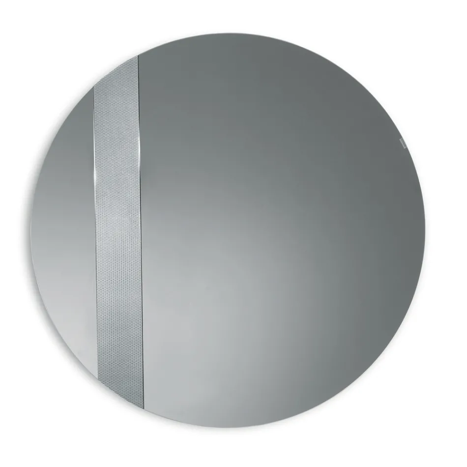 Espelho redondo com inserção de tela, fabricado na Itália - Brigitta Viadurini