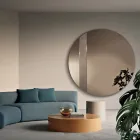 Espelho redondo com inserção de tela, fabricado na Itália - Brigitta Viadurini