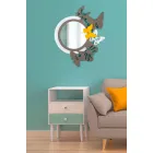 Espelho Redondo Design Moderno em Madeira Colorida com Borboletas - Beat Viadurini