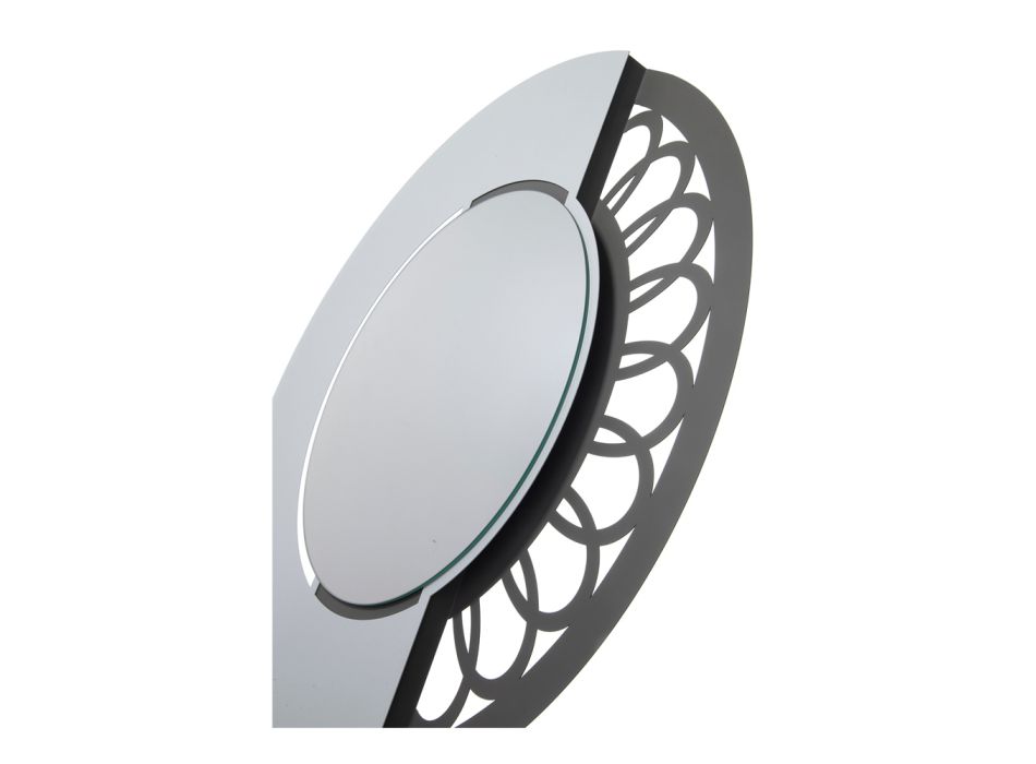 Espelho redondo de ferro com decoração lateral fabricado na Itália - cadeado Viadurini