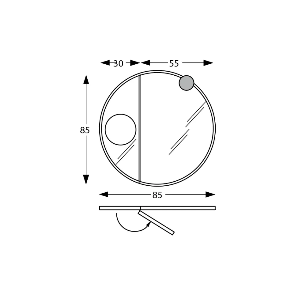 Espelho redondo de madeira e espelho de aumento fabricado na Itália - Marie Viadurini