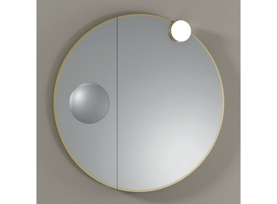 Espelho redondo de madeira e espelho de aumento fabricado na Itália - Marie Viadurini