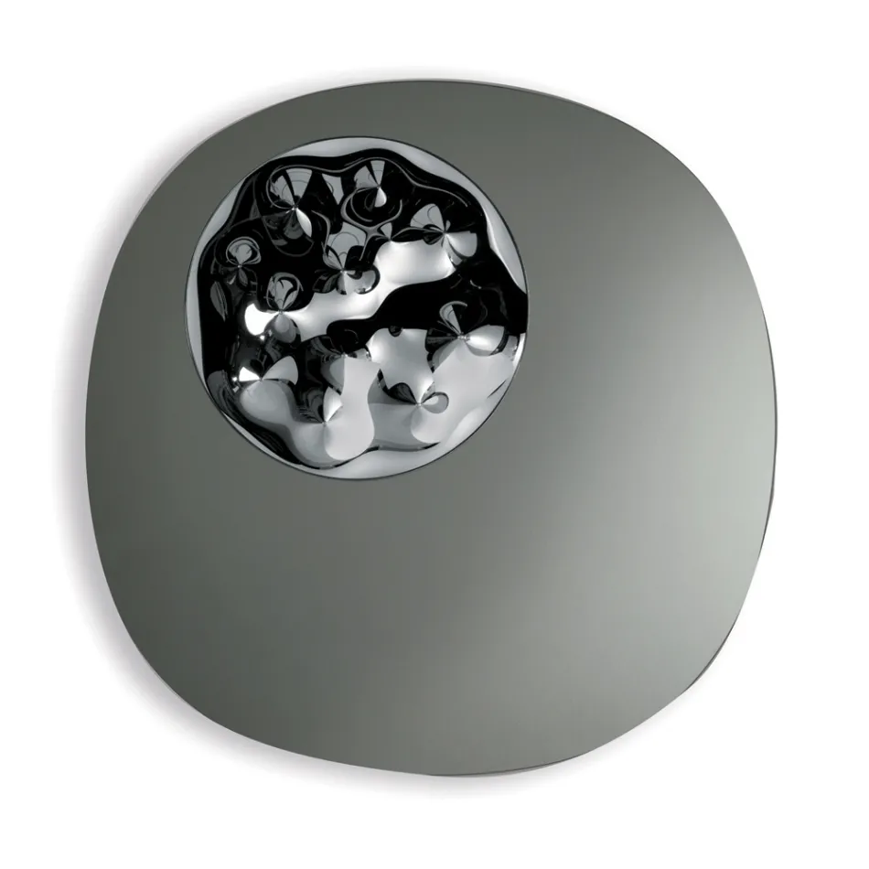 Espelho com formato especial e detalhe em vidro ondulado, fabricado na Itália - Adalberta Viadurini