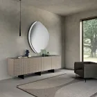 Espelho Abigaille com moldura parcial em vidro fundido, fabricado na Itália. Viadurini