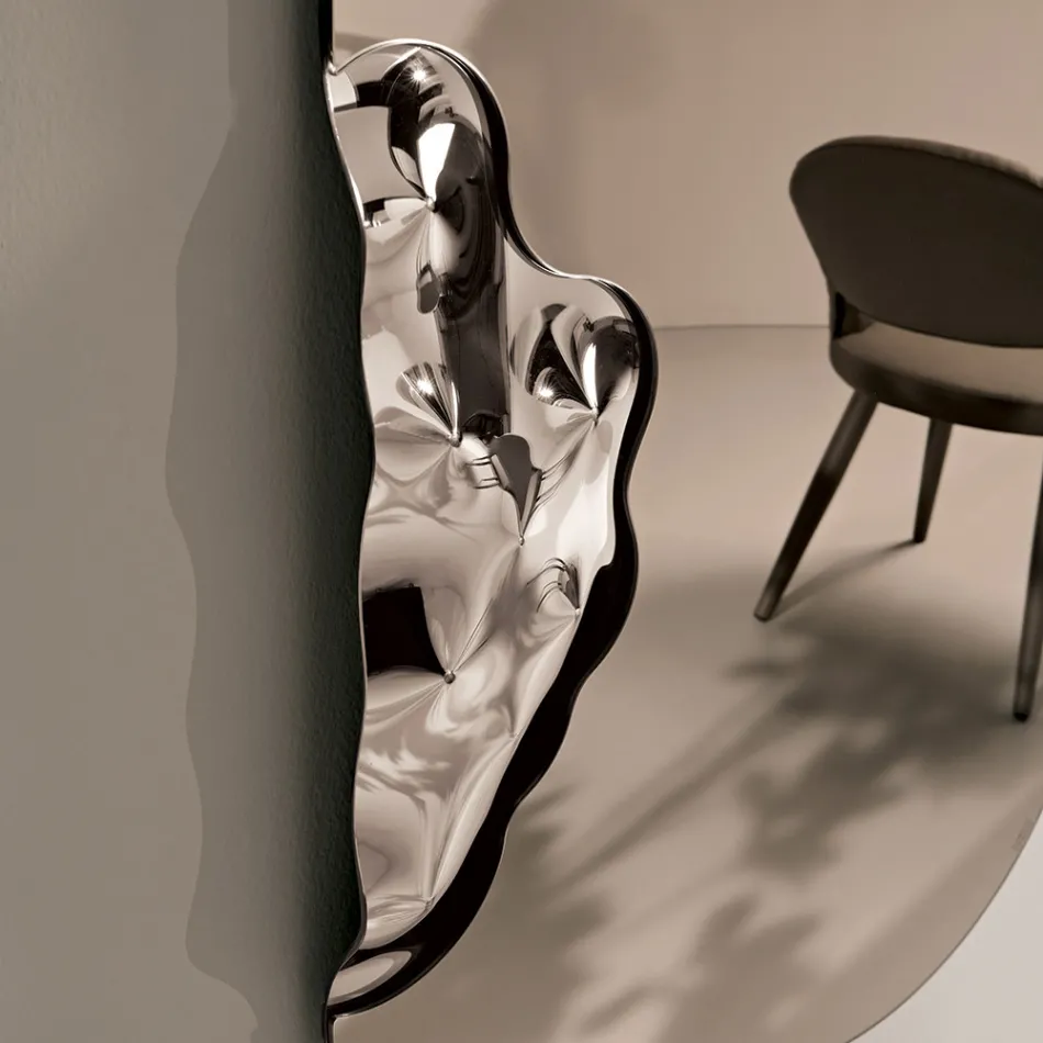 Espelho retangular com detalhe em vidro ondulado, fabricado na Itália - Adelasia Viadurini