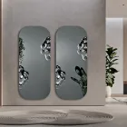 Espelho retangular com detalhe em vidro ondulado, fabricado na Itália - Adelasia Viadurini