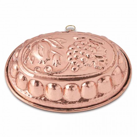 Forma de Bolo Oval de Sobremesas em Cobre Estanhado à Mão com Decoração - Gianfilippo Viadurini