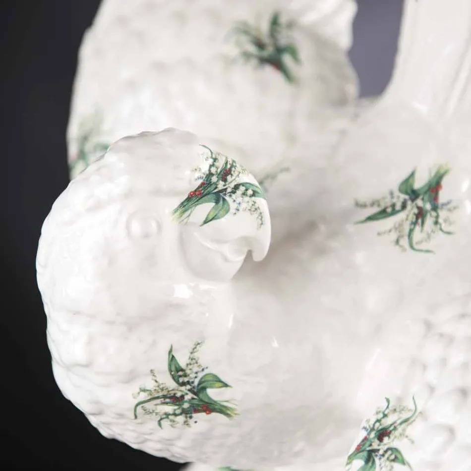 Estatueta de cerâmica em forma de papagaio feita à mão na Itália - Pagallo Viadurini