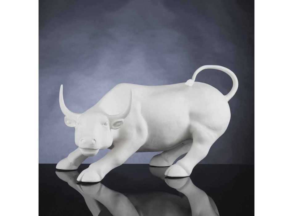Estatueta de cerâmica artesanal em formato de touro feita na Itália - Bulino Viadurini