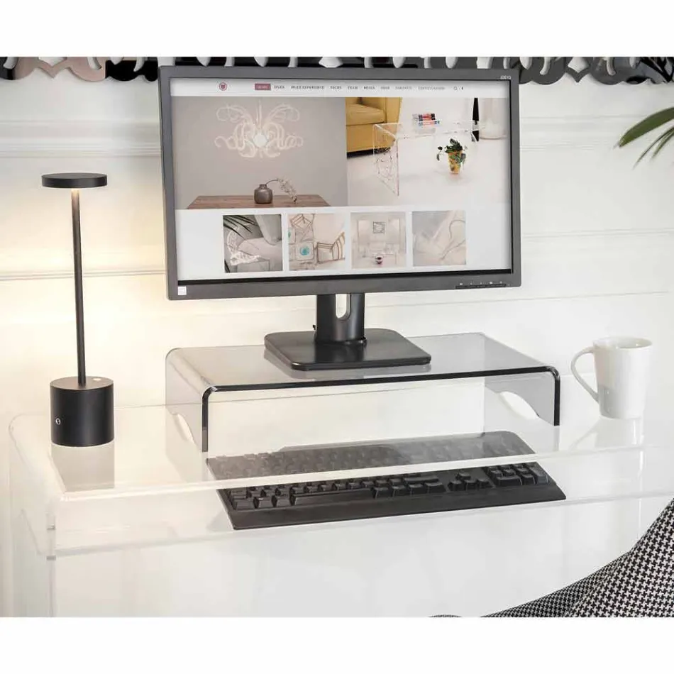 Suporte para monitor em design italiano de acrílico transparente ou fumado - Nerd Viadurini