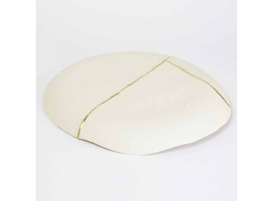 Bandeja de Bolso Redonda Design em Porcelana Branca e Folha de Ouro - Cicatroro Viadurini