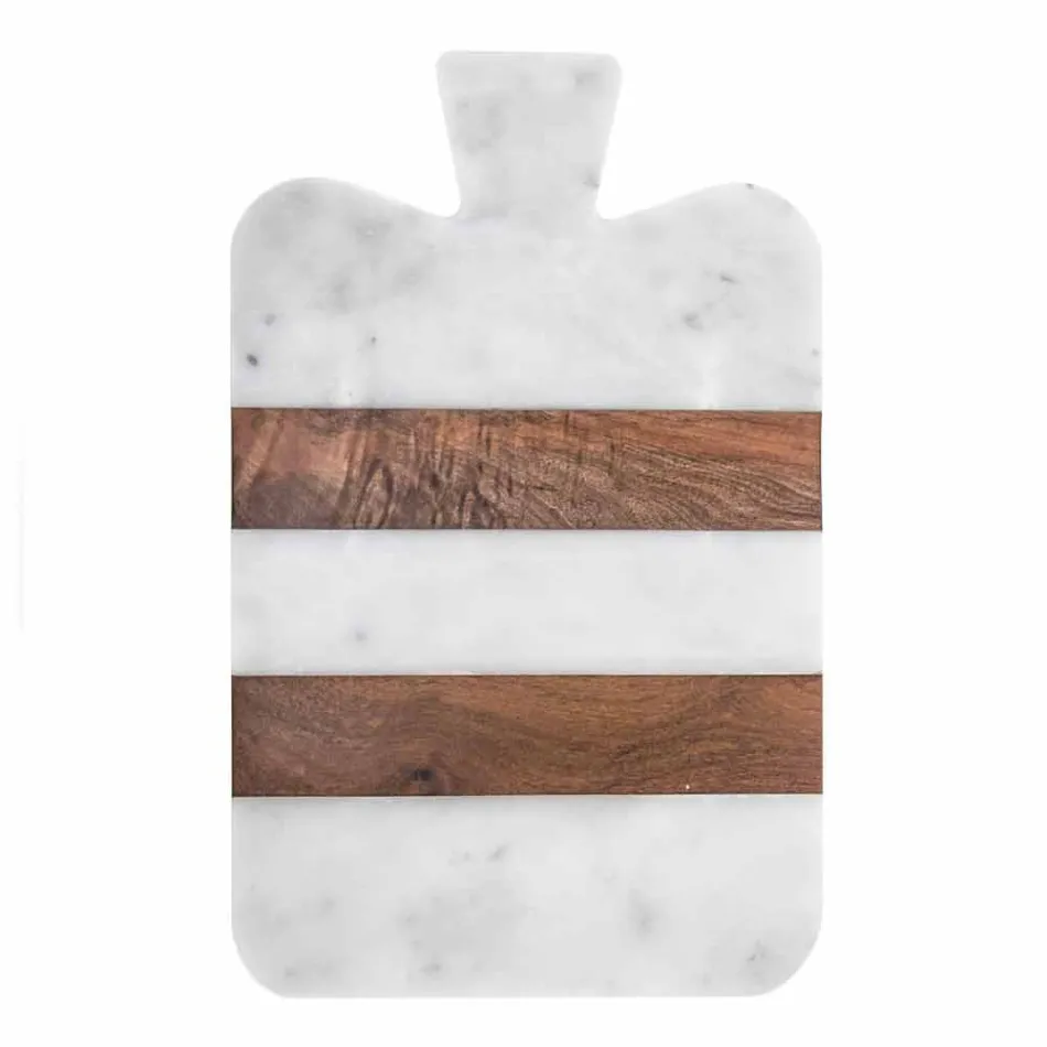 Mármore Carrara branco e madeira Made in Italy Design Cutting Board - Evea Viadurini