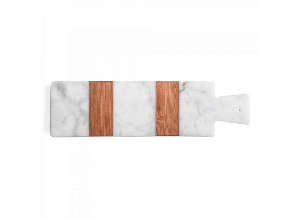 Mármore Carrara branco e madeira Made in Italy Design Cutting Board - Evea Viadurini