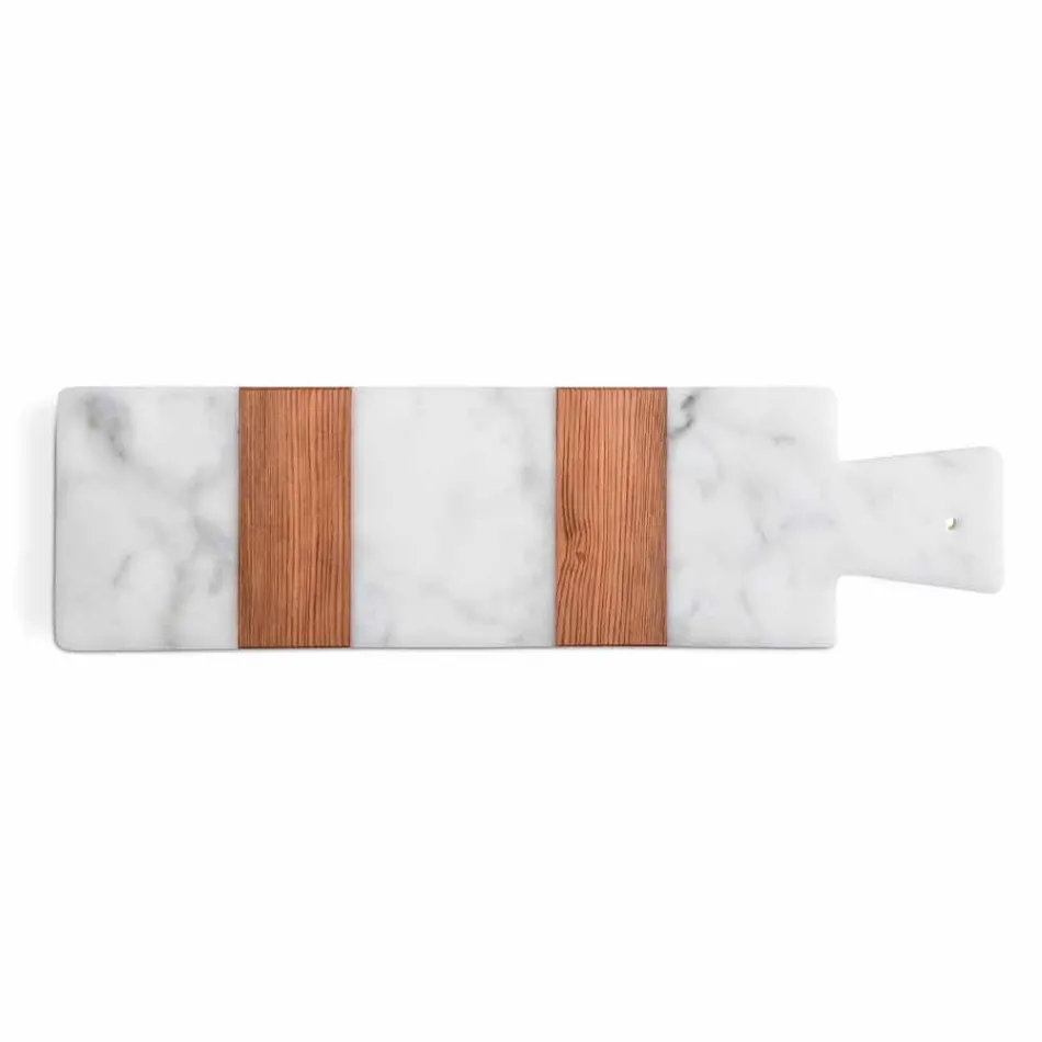 Mármore Carrara branco e madeira Made in Italy Design Cutting Board - Evea Viadurini