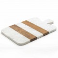 Mármore Carrara branco e madeira Made in Italy Design Cutting Board - Evea