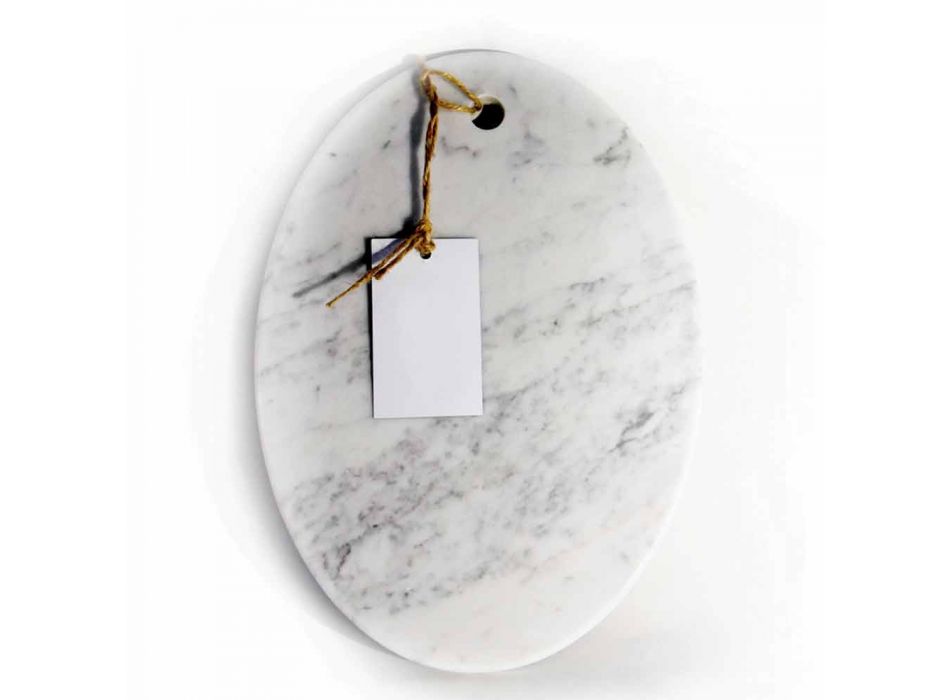 Tábua de corte oval moderna em mármore branco Carrara Made in Italy - Masha Viadurini