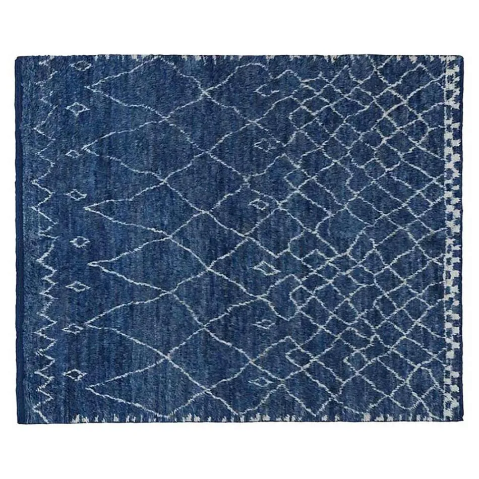 Tapete feito à mão de lã de pêlo longo com nó à mão em Türkiye - Benedetta Viadurini