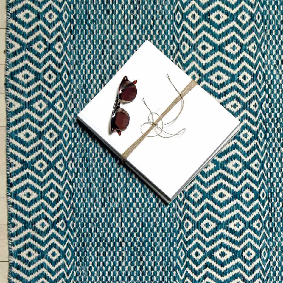 Tapete de Sala Design Moderno em Lã e Algodão Feito à Mão - Minera Viadurini