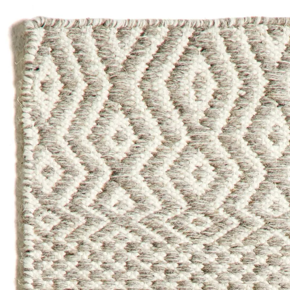 Tapete de Sala Design Moderno em Lã e Algodão Feito à Mão - Minera Viadurini