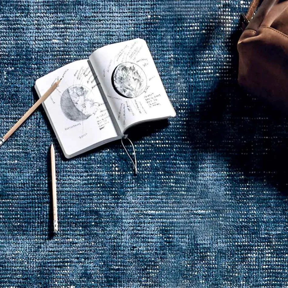 Tapete de sala em Algodão, Viscose e Lã Produzido em tear manual - Melita Viadurini