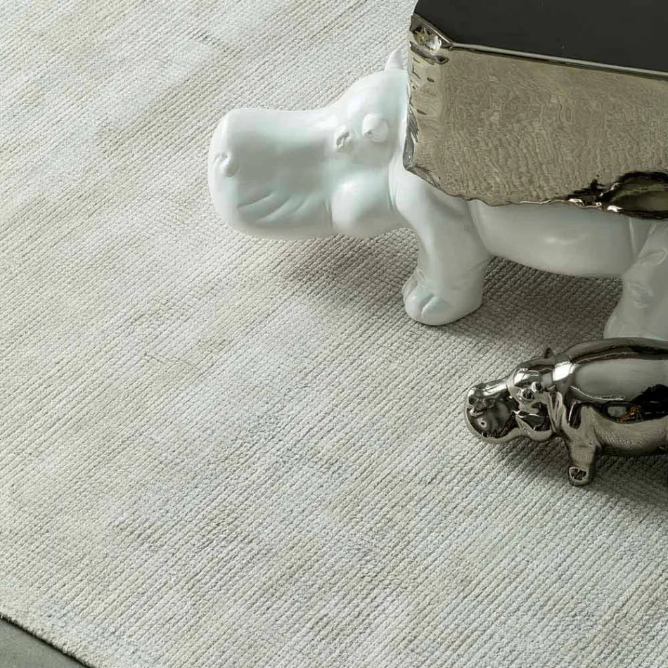 Tapete moderno para sala de estar em algodão e viscose, tecido à mão - sedoso Viadurini