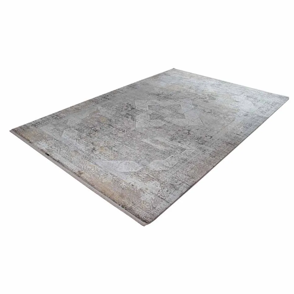 Tapete de Designer em Viscose e Bege Cinza Acrílico com Design - Presidente Viadurini