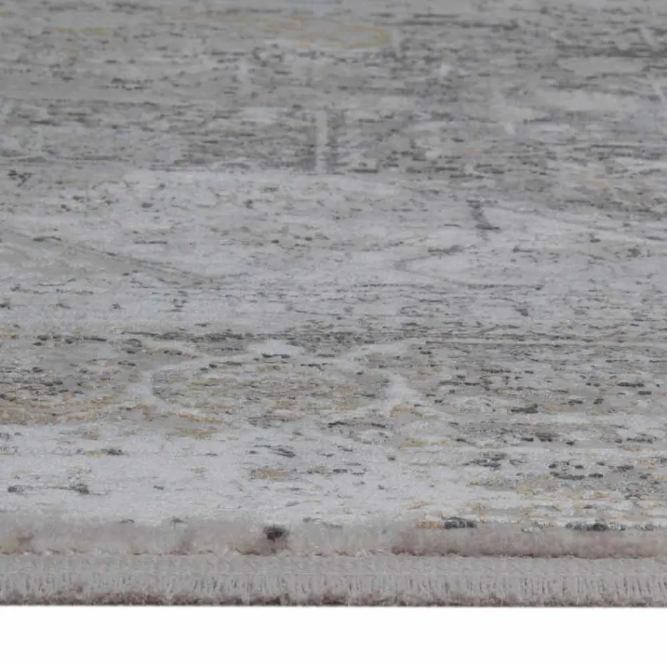 Tapete de Designer em Viscose e Bege Cinza Acrílico com Design - Presidente Viadurini