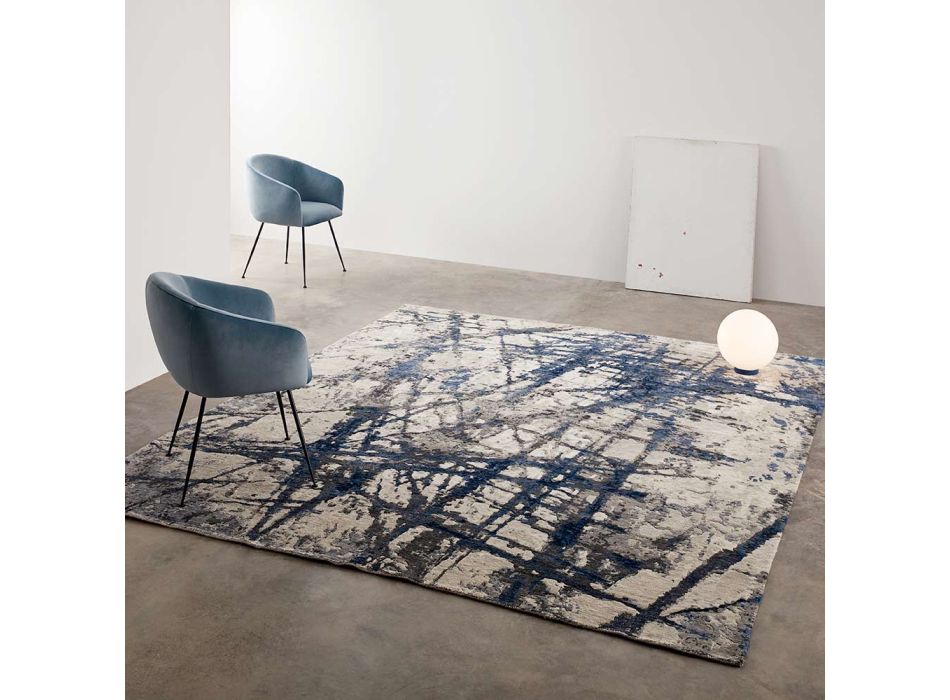 Tapete de sala de design moderno com padrão em seda e lã de bambu - Laptos Viadurini