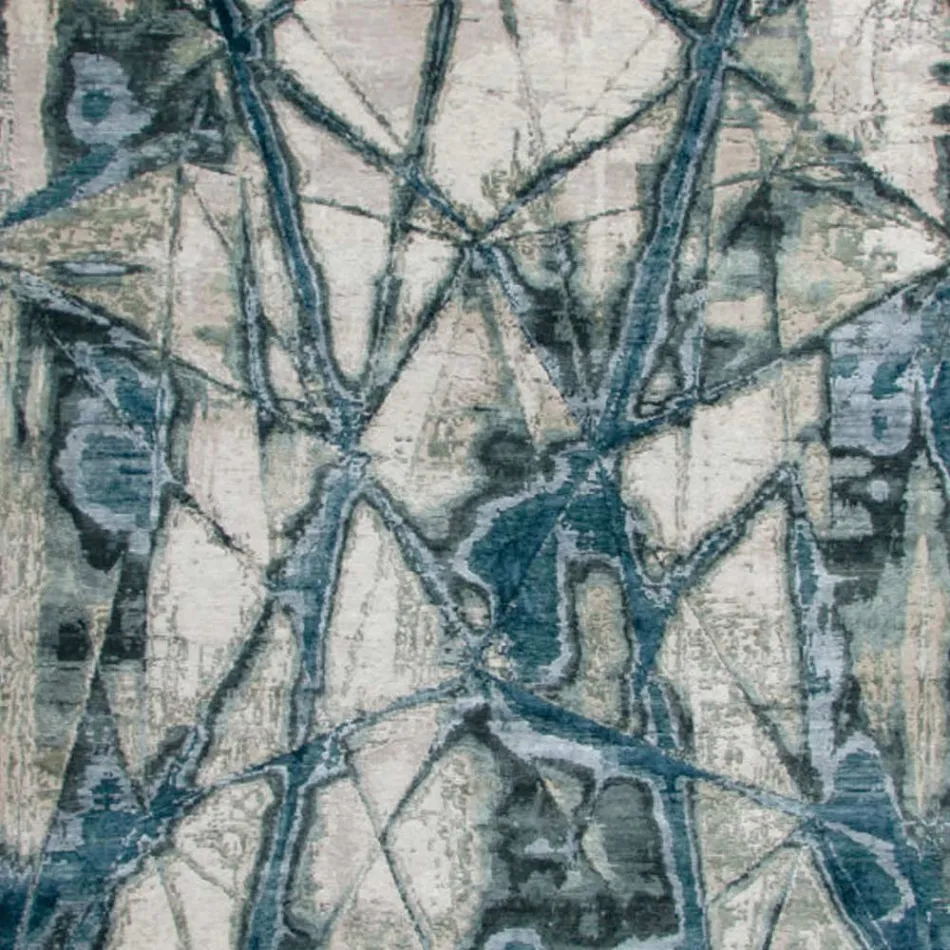 Tapete de sala estampado de design moderno em seda e lã de bambu - Laptos Viadurini