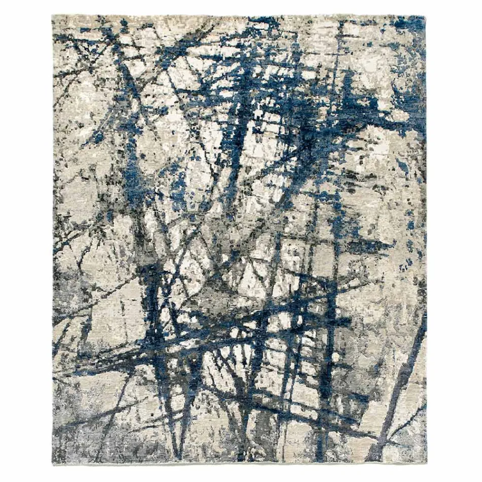 Tapete de sala estampado de design moderno em seda e lã de bambu - Laptos Viadurini