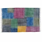 Tapete retangular de tecido étnico com borlas - Fibraù Viadurini