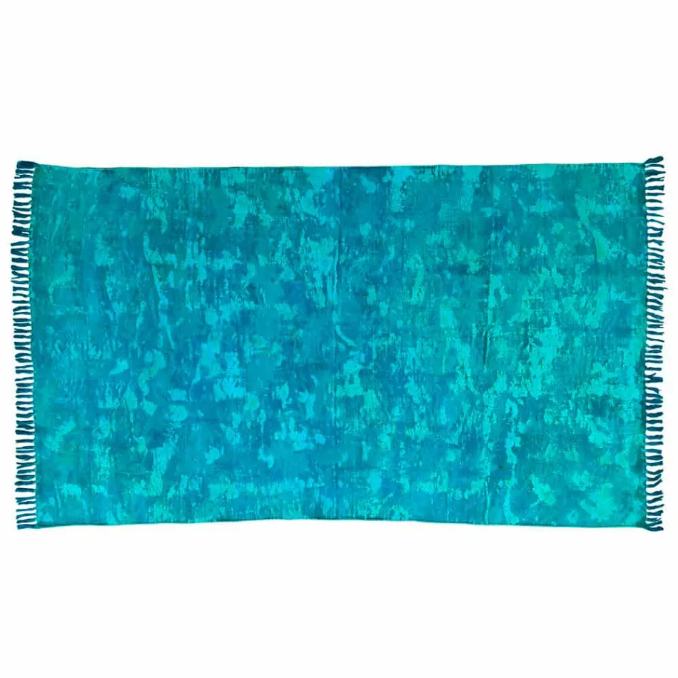 Tapete retangular de tecido étnico com borlas - Fibraù Viadurini