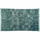 Tapete retangular de tecido étnico com borlas - Fibraù Viadurini