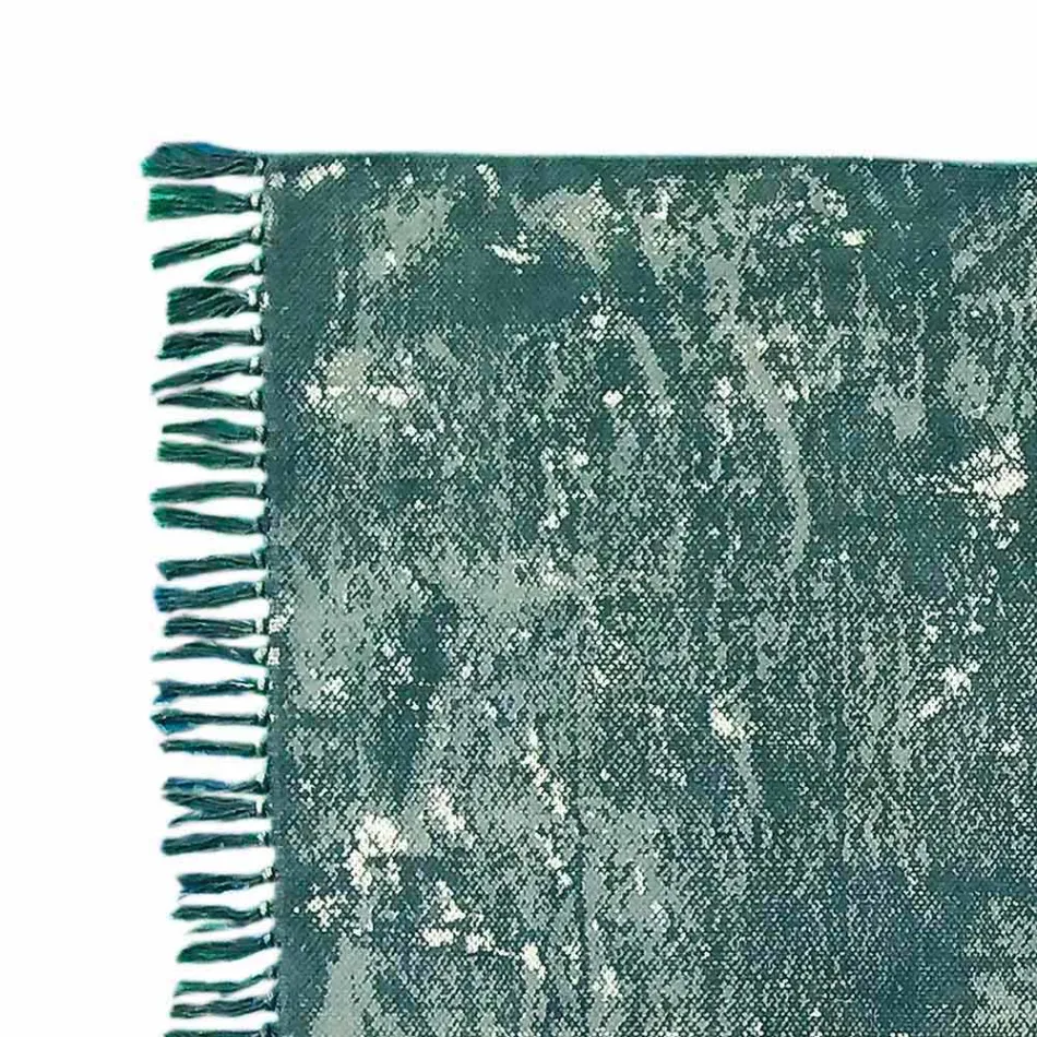 Tapete retangular de tecido étnico com borlas - Fibraù Viadurini