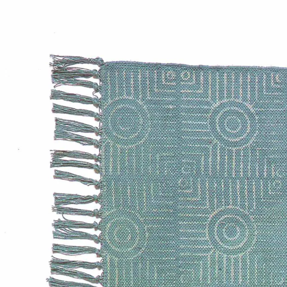 Tapete retangular de tecido étnico com borlas - Fibraù Viadurini