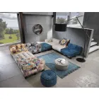 Tapete retangular de tecido étnico com borlas - Fibraù Viadurini