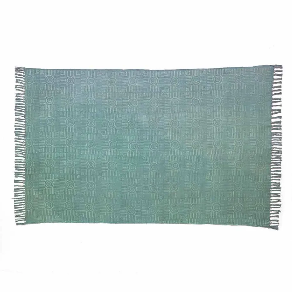 Tapete retangular de tecido étnico com borlas - Fibraù Viadurini