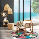 Tapete étnico redondo em tecido de algodão colorido - fibra Viadurini