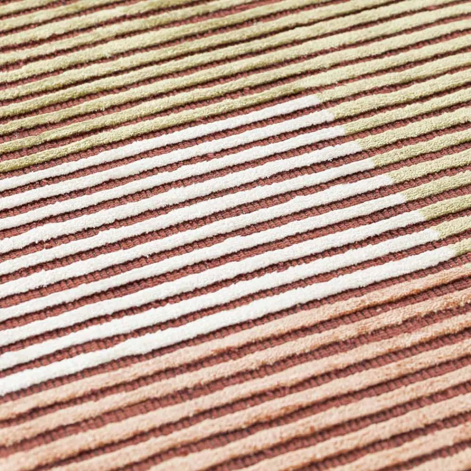 Tapete modular feito à mão em viscose colorida tecido na Índia - Gilberto Viadurini