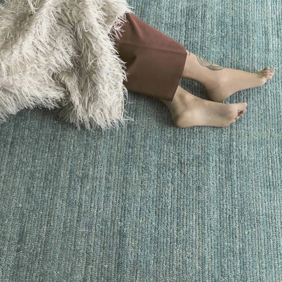 Tapete feito à mão tecido na Índia de lã de alta qualidade e seda de bambu - Anella Viadurini