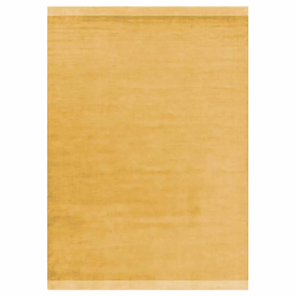 Tapete Grande de Lã e Seda Colorido com Banda de Design Moderno - Mistura Viadurini