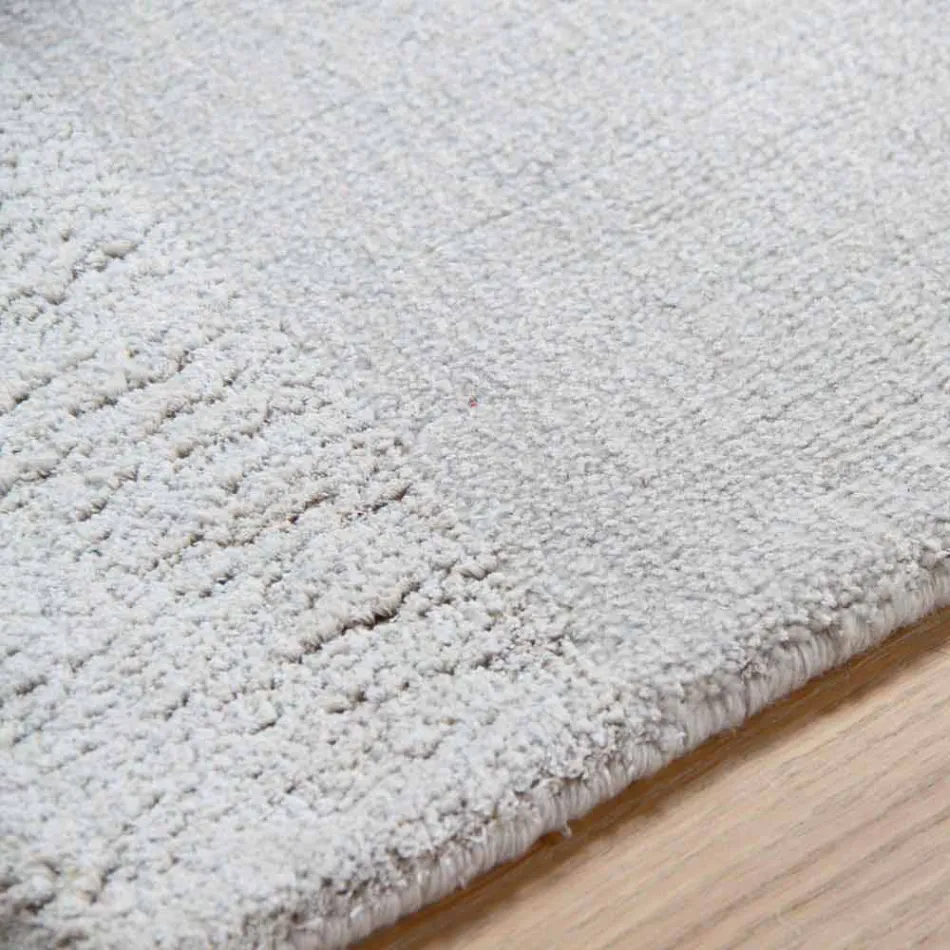 Tapete Grande de Lã e Seda Colorido com Banda de Design Moderno - Mistura Viadurini