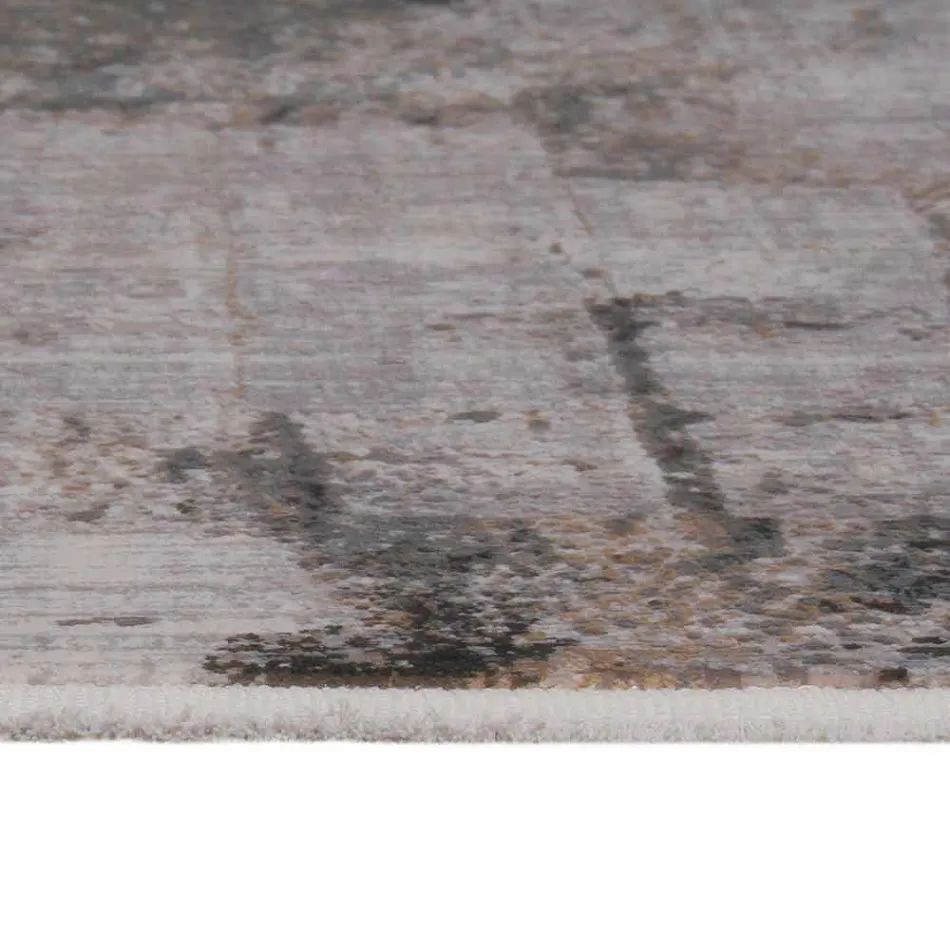 Tapete antiderrapante cinza bege em viscose e acrílico com design - Presidente Viadurini