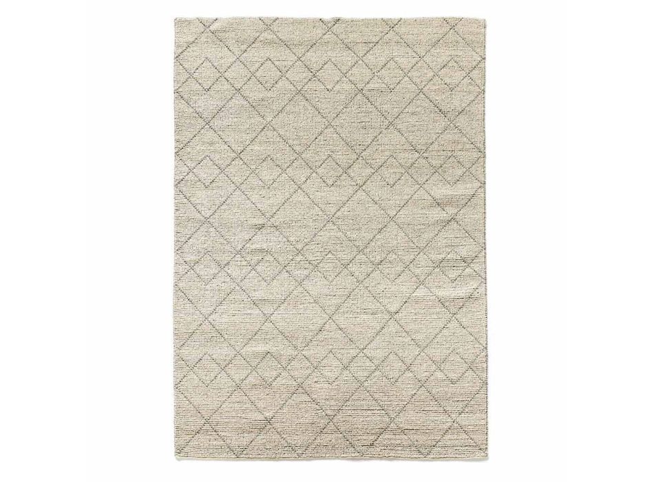 Tapete moderno para sala de estar tecido à mão em lã com desenho geométrico - Geome Viadurini