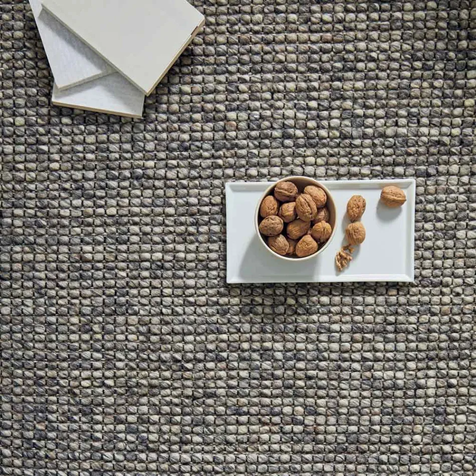 Tapete moderno de lã e algodão tecido à mão para sala de estar - Relict Viadurini