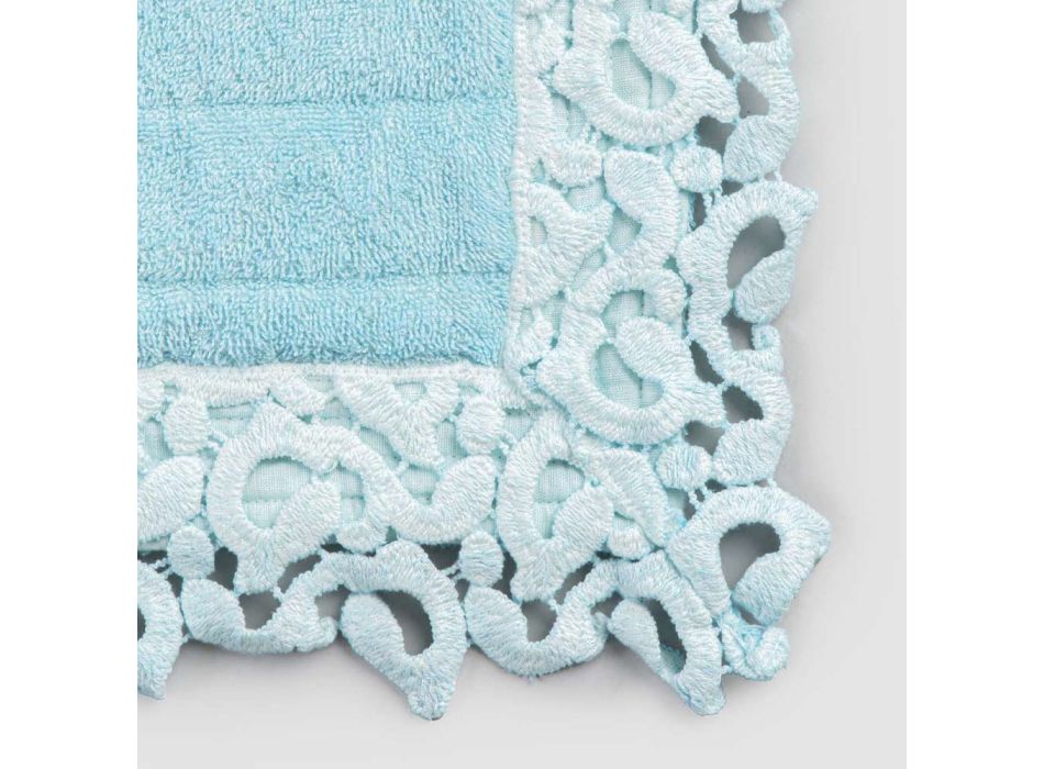 Tapete de banheiro esponja de algodão e linho com renda Poema 2 cores - Cuorotto Viadurini
