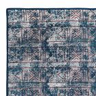 Tapete retangular de algodão Kilim Azul com Patchwork Colorido - Fibra Viadurini