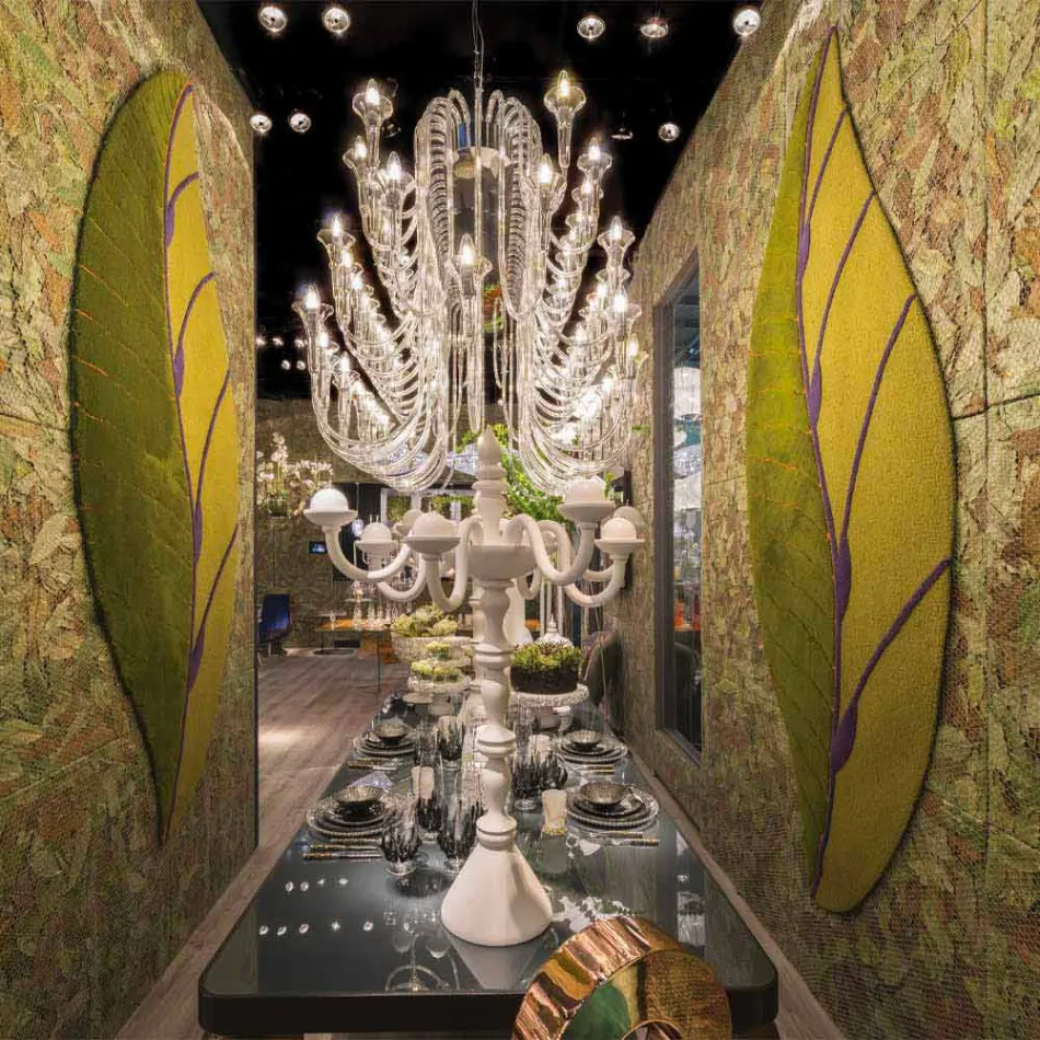 Tapete de sala em forma de folha em lã tufada à mão feito na Itália - Acino Viadurini