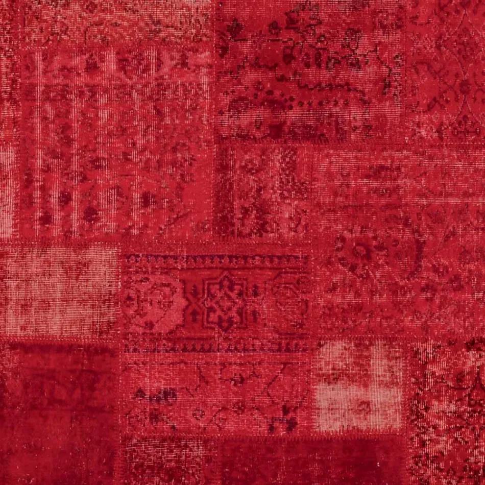 Tapete artesanal de retalhos para sala de estar amarrado à mão em Türkiye - Raimund Viadurini